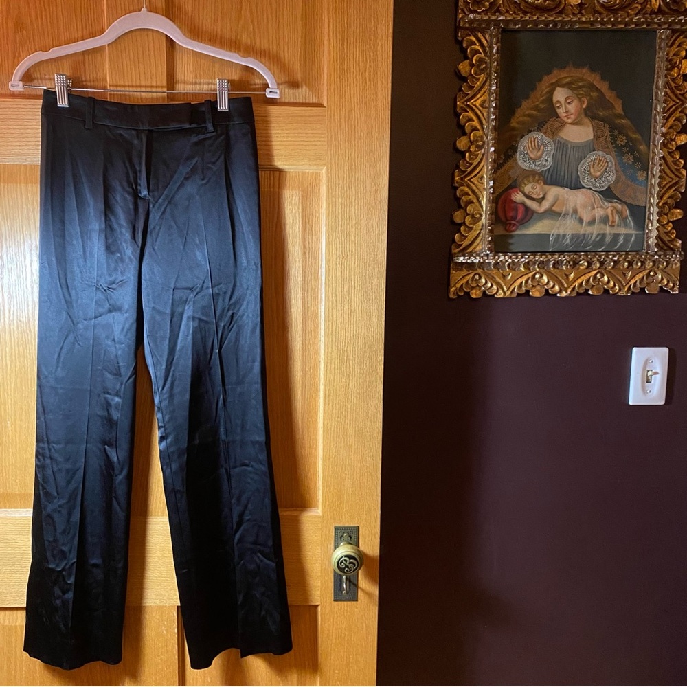 BCBG MAXAZRIA black silky straight leg trousers